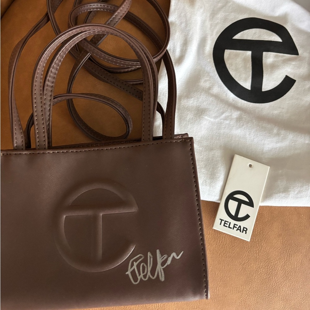 AUTOGRAPHED BY TELFAR CLEMENS 1 of 3 Telfar bag “I Love Me” Auction‘21 brown bag